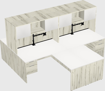 Quad l-shaped office desks