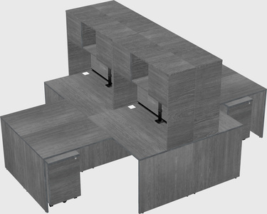 Quad l-shaped office desks
