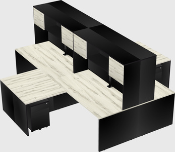 Quad l-shaped office desks