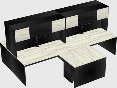 Quad l-shaped office desks