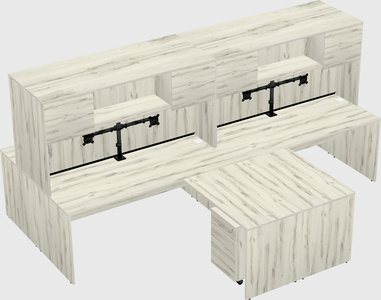 Quad l-shaped office desks