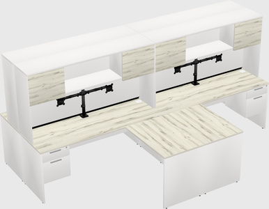 Quad l-shaped office desks