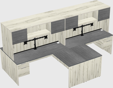 Quad l-shaped office desks