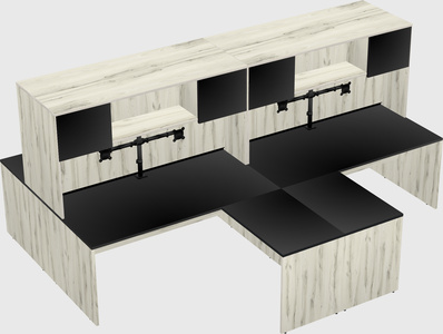 Bureaux de bureau quadruples en forme de l