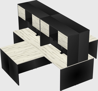 Quad l-shaped office desks