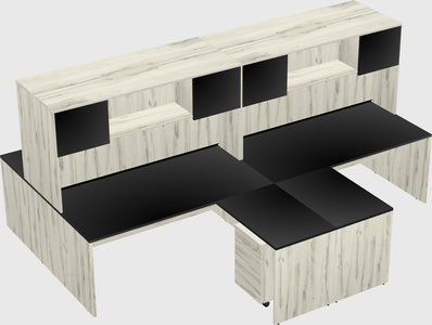 Quad l-shaped office desks