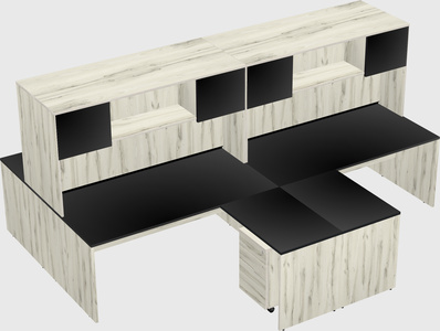 Quad l-shaped office desks