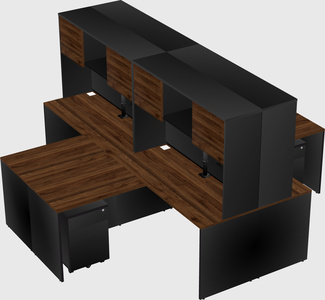 Quad l-shaped office desks