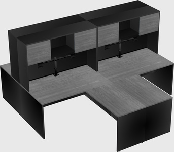 Quad l-shaped office desks