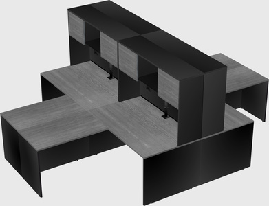 Quad l-shaped office desks
