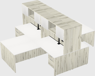 Quad l-shaped office desks
