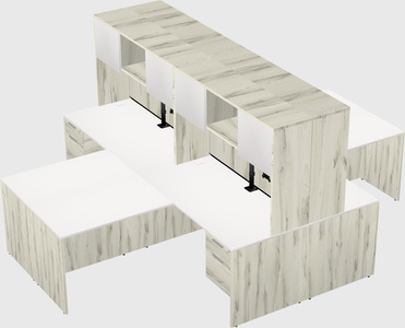 Quad l-shaped office desks