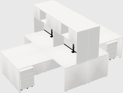 Quad l-shaped office desks