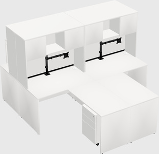 Quad l-shaped office desks