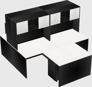 Quad l-shaped office desks