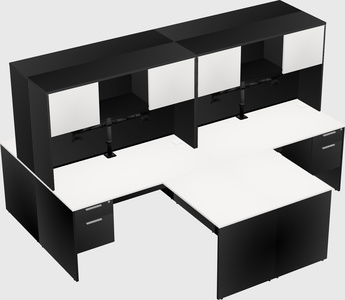 Quad l-shaped office desks