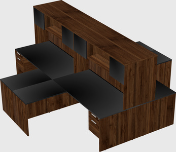 Quad l-shaped office desks