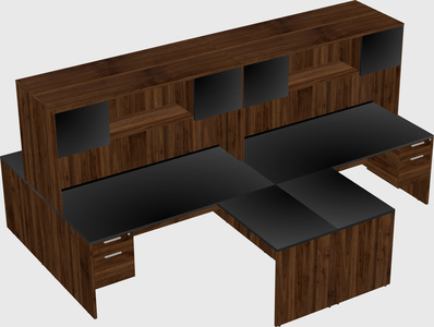 Quad l-shaped office desks