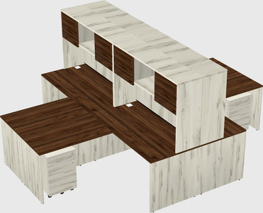 Quad l-shaped office desks