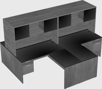 Quad l-shaped office desks