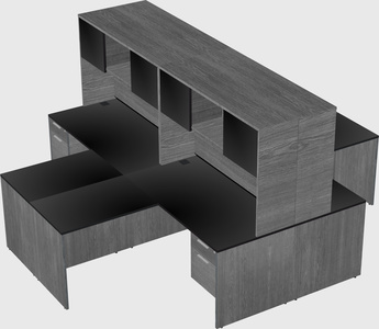 Quad l-shaped office desks