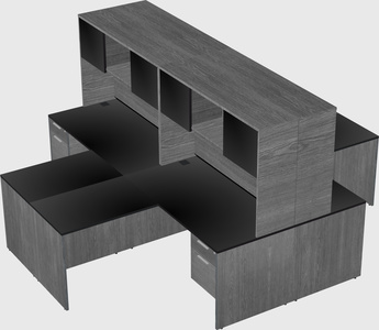 Quad l-shaped office desks