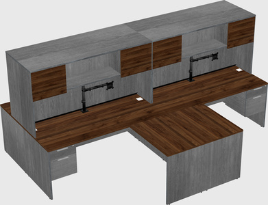 Quad l-shaped office desks