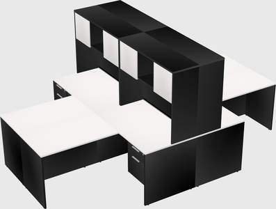 Quad l-shaped office desks