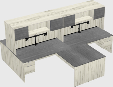Quad l-shaped office desks