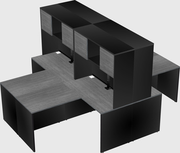 Quad l-shaped office desks