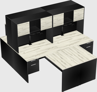 Quad l-shaped office desks