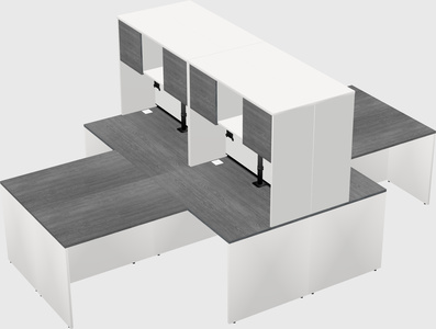 Quad l-shaped office desks