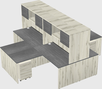 Quad l-shaped office desks
