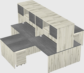 Quad l-shaped office desks