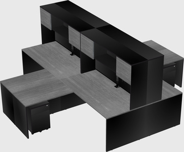 Quad l-shaped office desks