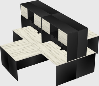 Quad l-shaped office desks