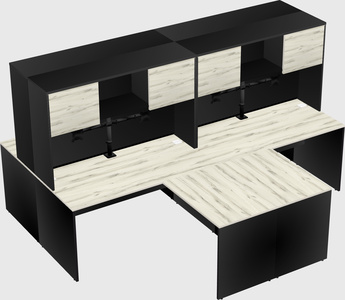 Quad l-shaped office desks