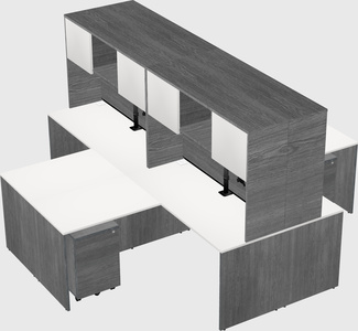 Quad l-shaped office desks