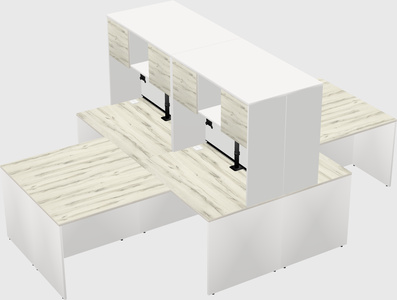 Quad l-shaped office desks