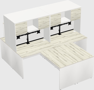 Quad l-shaped office desks