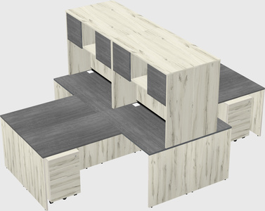 Quad l-shaped office desks