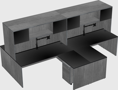 Quad l-shaped office desks