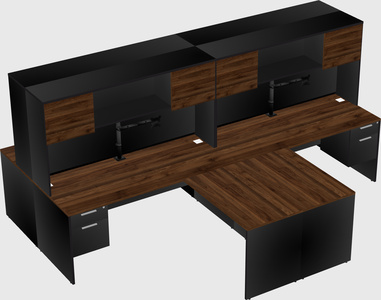 Quad l-shaped office desks