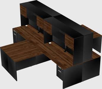 Quad l-shaped office desks