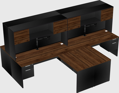 Quad l-shaped office desks