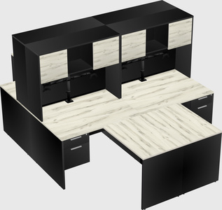 Quad l-shaped office desks