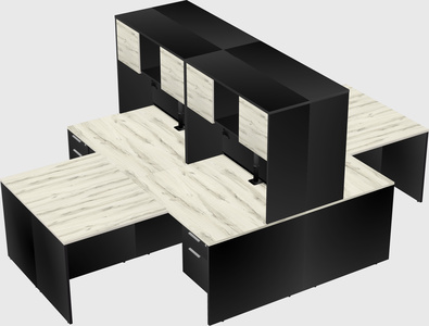 Quad l-shaped office desks