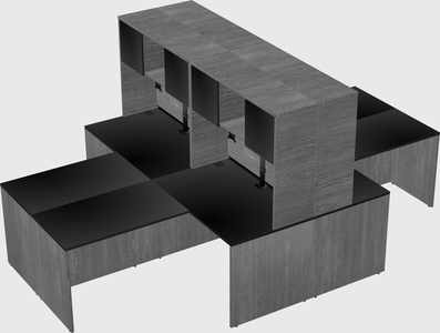 Quad l-shaped office desks