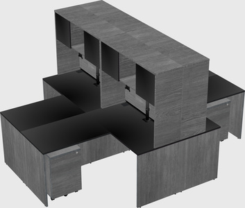 Quad l-shaped office desks