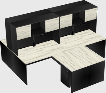 Quad l-shaped office desks